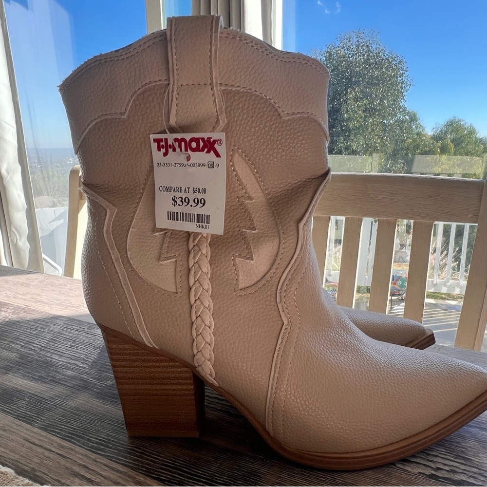 MIA Cream Heeled Western Boots